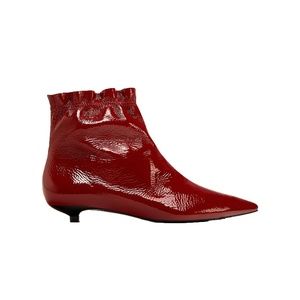 Zara Patent Leather Crinkle Ankle Boots
